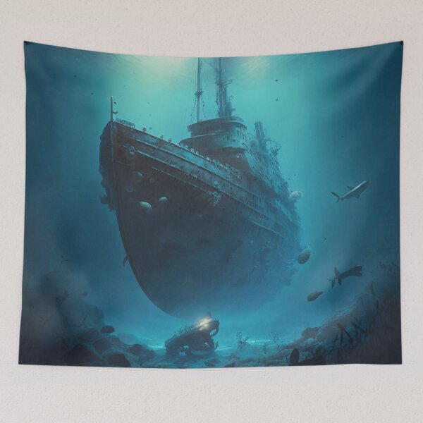 Item preview, Sunken Memories: A Digital Painting of a Shipwreck in the Deep Sea designed and sold by oanaunciuleanu.