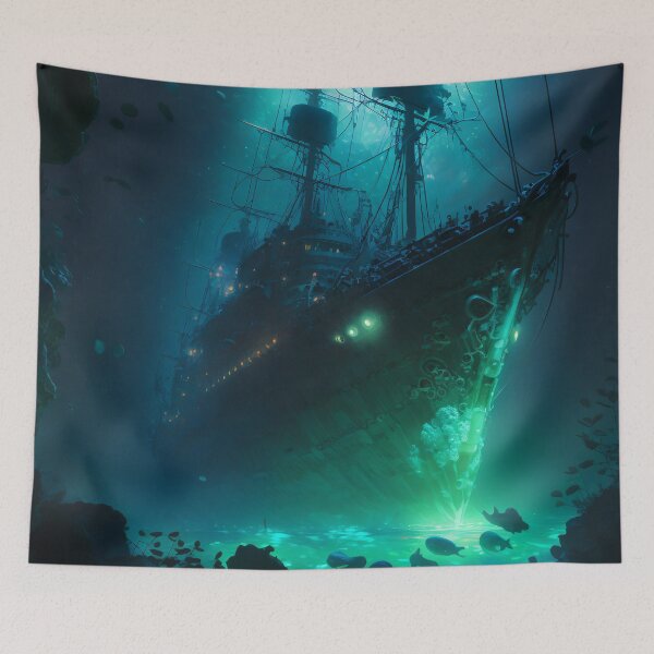 Item preview, Sunken Memories: A Digital Painting of a Shipwreck in the Deep Sea designed and sold by oanaunciuleanu.