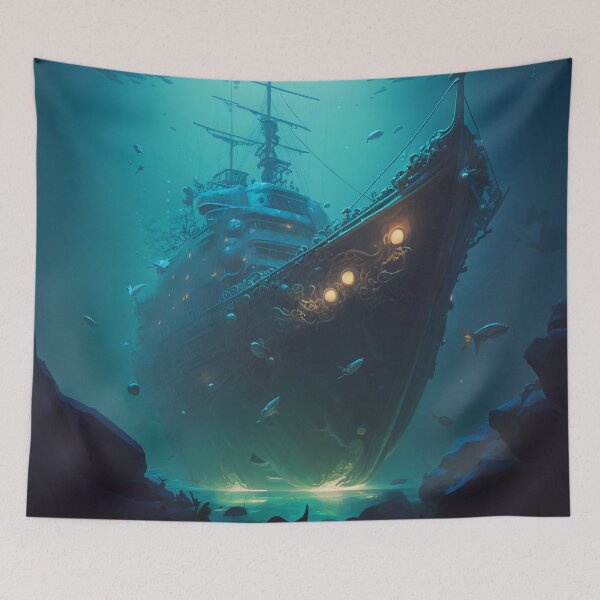 Item preview, Sunken Memories: A Digital Painting of a Shipwreck in the Deep Sea designed and sold by oanaunciuleanu.