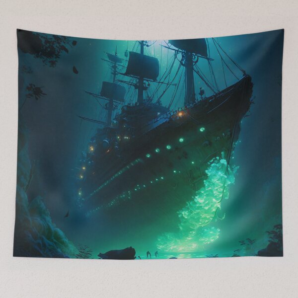 Item preview, Sunken Memories: A Digital Painting of a Shipwreck in the Deep Sea designed and sold by oanaunciuleanu.