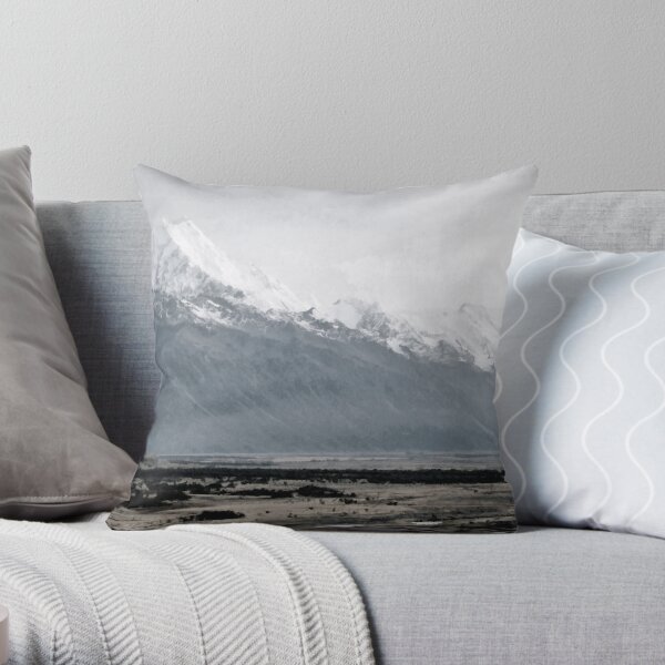 Mount Cook in mist - New Zealand Throw Pillow
