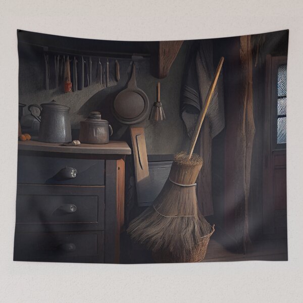 Item preview, A Rustic Kitchen Broomstick Digital Painting designed and sold by CodeAndColors.