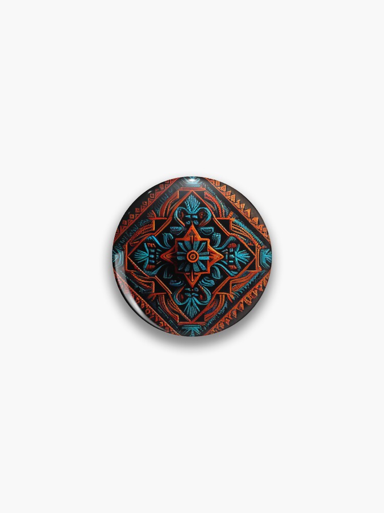 Thumbnail 1 von 3, Button, Dark Ancient Crafty Three Dimensional Southwestern Pattern Digital Painting designt und verkauft von CodeAndColors.
