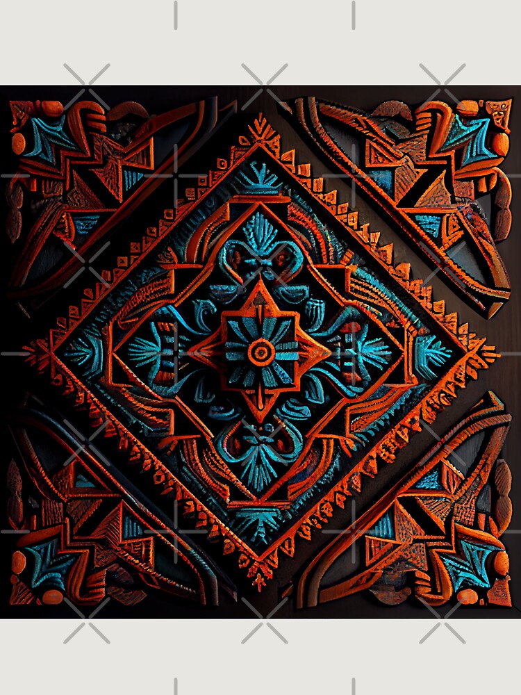 Thumbnail 6 von 6, Premium Oversized Pullover, Dark Ancient Crafty Three Dimensional Southwestern Pattern Digital Painting designt und verkauft von CodeAndColors.