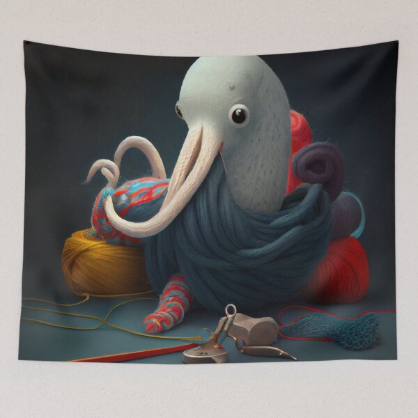 Item preview, Octopus With Yarn and Swan Digital Painting designed and sold by CodeAndColors.