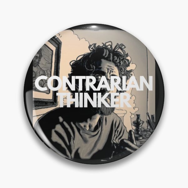 Item preview, Contrarian Thinker White on Black Arts and Crafts Movement, Detailed Painting, GoPro view, Character modeling, Lo-fi, Projection mapping, charcoal colors designed and sold by EmprendeHoy.