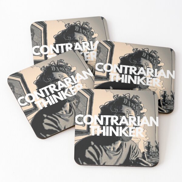 Item preview, Contrarian Thinker White on Black Arts and Crafts Movement, Detailed Painting, GoPro view, Character modeling, Lo-fi, Projection mapping, charcoal colors designed and sold by EmprendeHoy.