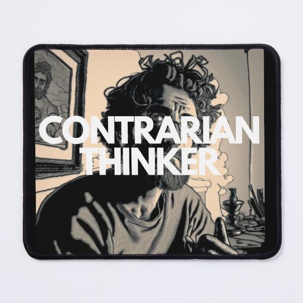 Item preview, Contrarian Thinker White on Black Arts and Crafts Movement, Detailed Painting, GoPro view, Character modeling, Lo-fi, Projection mapping, charcoal colors designed and sold by EmprendeHoy.