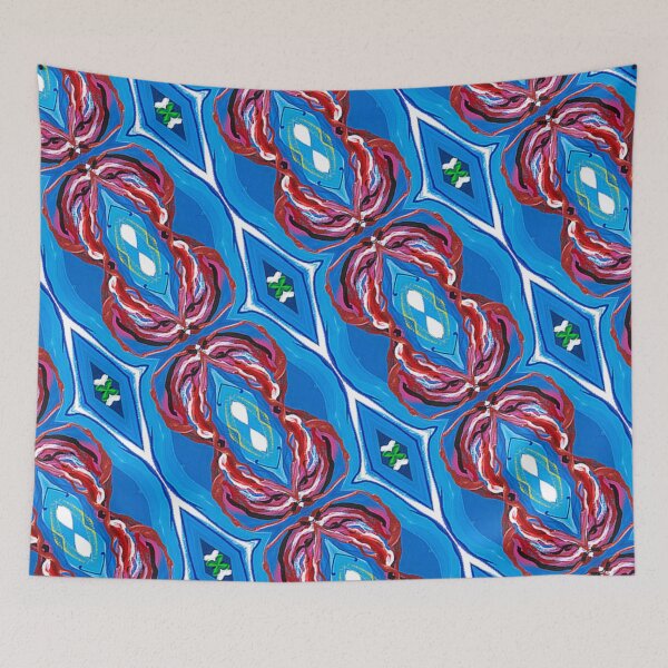 Item preview, Abstract Crab Pattern 7, Blue, Pink, Red, Green designed and sold by Joelle Burnette.