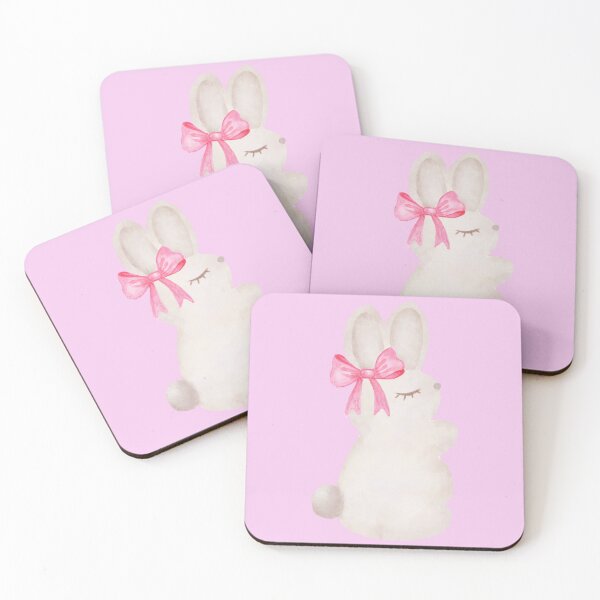 Item preview, White Bunny Wearing a Pink Bow designed and sold by QuirkyDesignsINC.