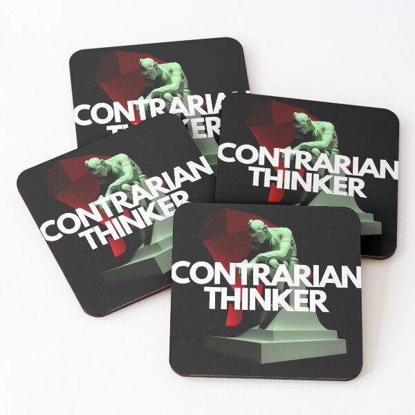 Item preview, Contrarian Thinker White on Black minimalist, Classicism, Goblincore, low angle, Redshift rendering, 100mm, items, Monochromatic colors, Vintage Retro designed and sold by EmprendeHoy.