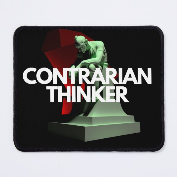 Item preview, Contrarian Thinker White on Black minimalist, Classicism, Goblincore, low angle, Redshift rendering, 100mm, items, Monochromatic colors, Vintage Retro designed and sold by EmprendeHoy.