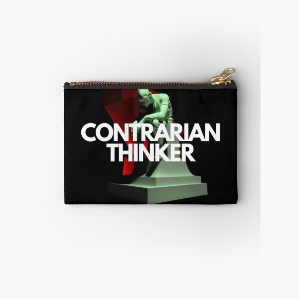 Item preview, Contrarian Thinker White on Black minimalist, Classicism, Goblincore, low angle, Redshift rendering, 100mm, items, Monochromatic colors, Vintage Retro designed and sold by EmprendeHoy.
