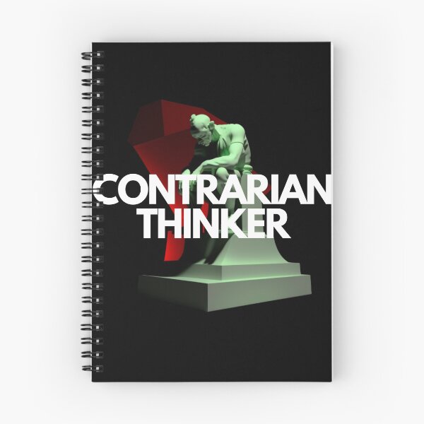 Item preview, Contrarian Thinker White on Black minimalist, Classicism, Goblincore, low angle, Redshift rendering, 100mm, items, Monochromatic colors, Vintage Retro designed and sold by EmprendeHoy.