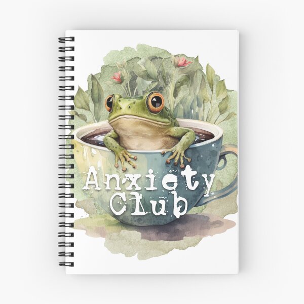 Aperçu de l'œuvre Conception mignonne d'anxiété de grenouille, conception de grenouille pour femme, conception d'anxiété drôle, sensibilisation à la santé mentale, questions de santé mentale, club d'anxiété créée et vendue par Jackie Schwabe.