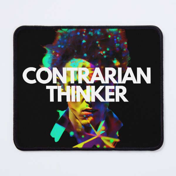 Item preview, Contrarian Thinker White on Black kaleidoscopic, Auroracore, Glitchcore, Analog photography, Houdini rendering, Flat, gameart, clean colors designed and sold by EmprendeHoy.