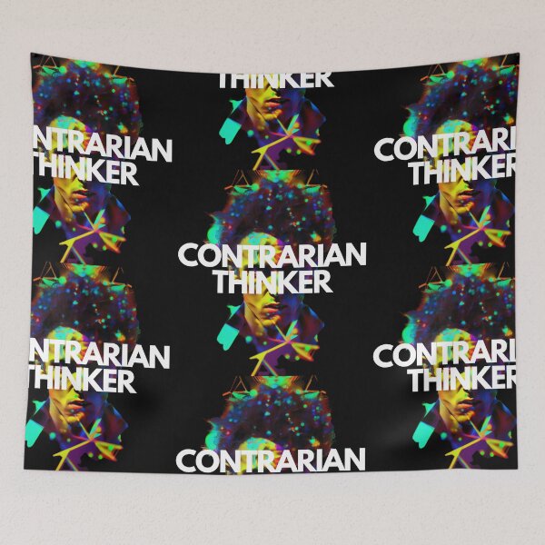 Item preview, Contrarian Thinker White on Black kaleidoscopic, Auroracore, Glitchcore, Analog photography, Houdini rendering, Flat, gameart, clean colors designed and sold by EmprendeHoy.