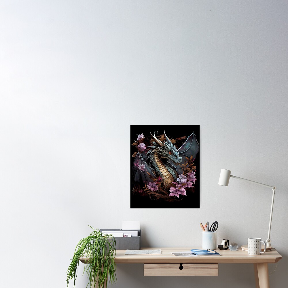 Beautiful Floral Dragon Lover Fantasy Art Cool