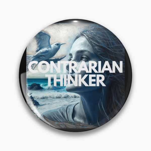 Item preview, Contrarian Thinker White on Black Majestic, Art Nouveau, chalk art, Polaroid, Zbrush rendering, 500px, props, blue colors, Gull Girl, sun lighting designed and sold by EmprendeHoy.