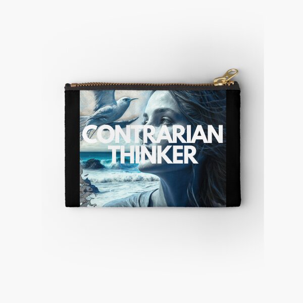 Item preview, Contrarian Thinker White on Black Majestic, Art Nouveau, chalk art, Polaroid, Zbrush rendering, 500px, props, blue colors, Gull Girl, sun lighting designed and sold by EmprendeHoy.