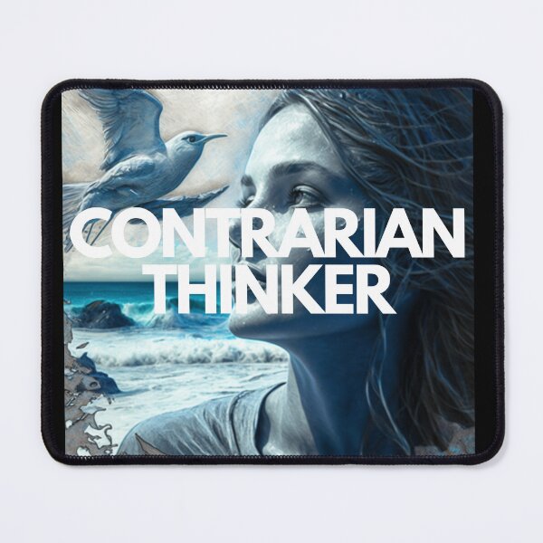 Item preview, Contrarian Thinker White on Black Majestic, Art Nouveau, chalk art, Polaroid, Zbrush rendering, 500px, props, blue colors, Gull Girl, sun lighting designed and sold by EmprendeHoy.