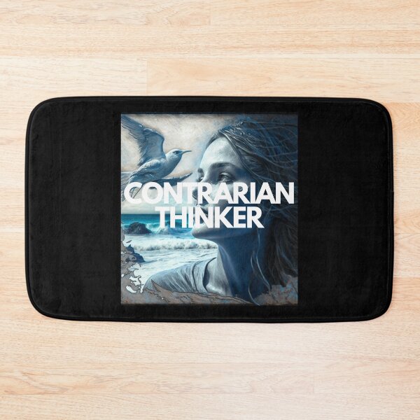 Item preview, Contrarian Thinker White on Black Majestic, Art Nouveau, chalk art, Polaroid, Zbrush rendering, 500px, props, blue colors, Gull Girl, sun lighting designed and sold by EmprendeHoy.