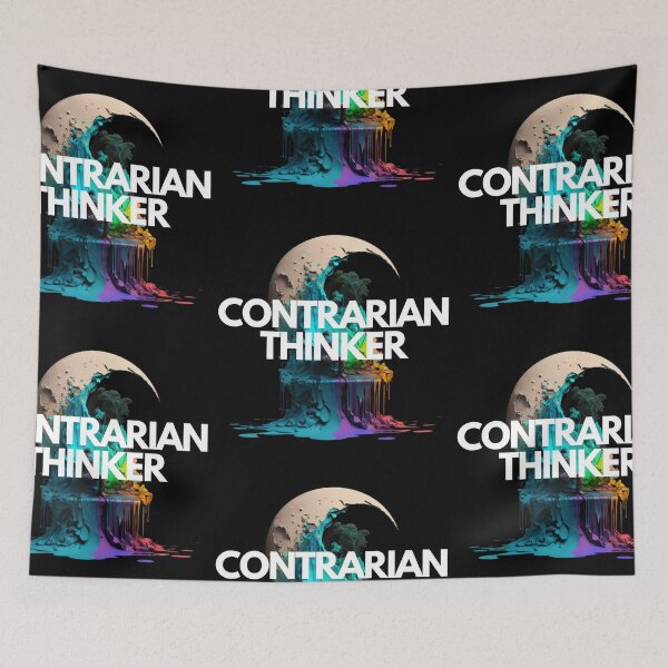 Item preview, Contrarian Thinker White on Black Dripping Paint, landscape, Animation, Contrasty, Projection mapping, contrasted colors, Mermaid, moon lighting designed and sold by EmprendeHoy.