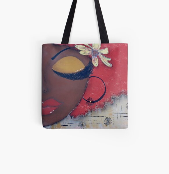 Sassy Chocolate Girl, African American All Over Print Tote Bag