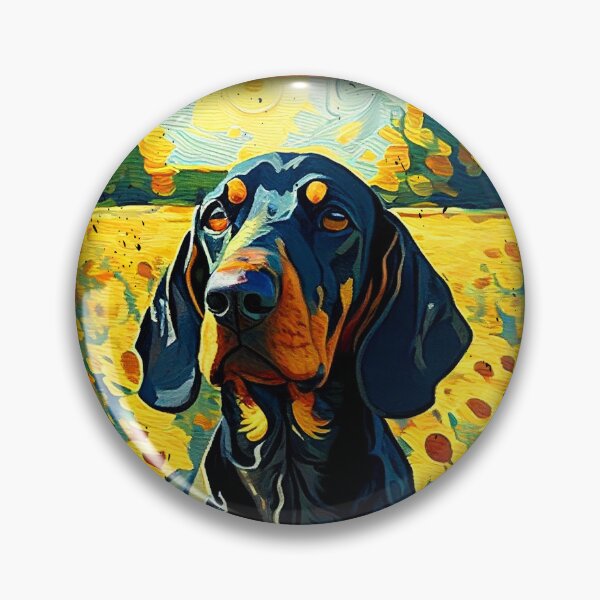 Artikelvorschau, Black and Tan Coonhound Sunflower Painting Adorable Dog entworfen und verkauft von rafaeltto.