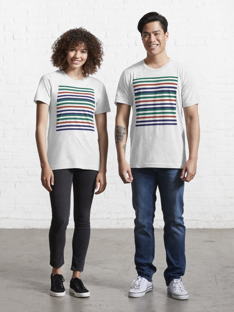 red blue green striped shirt