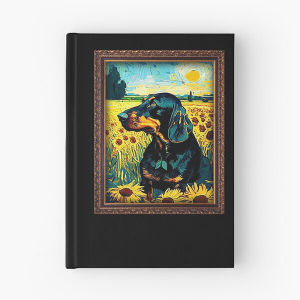 Artikelvorschau, Black and Tan Coonhound Sunflower Painting Adorable Dog entworfen und verkauft von rafaeltto.