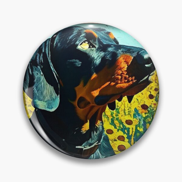 Artikelvorschau, Black and Tan Coonhound Sunflower Painting Adorable Dog entworfen und verkauft von rafaeltto.