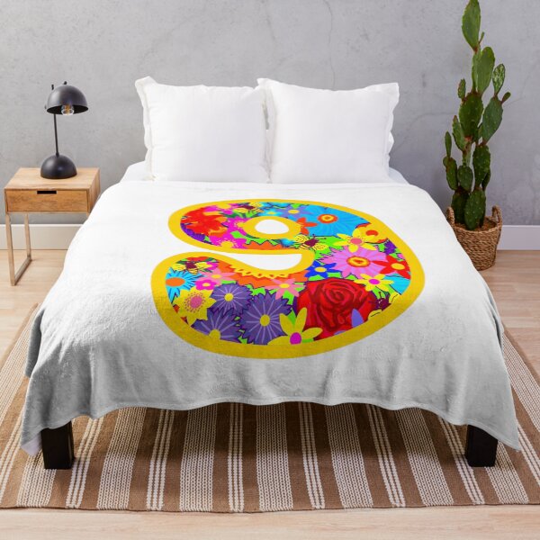Item preview, Yellow Psychedelic Floral Number 10 | Colorful Birthday Art designed and sold by Vividality.