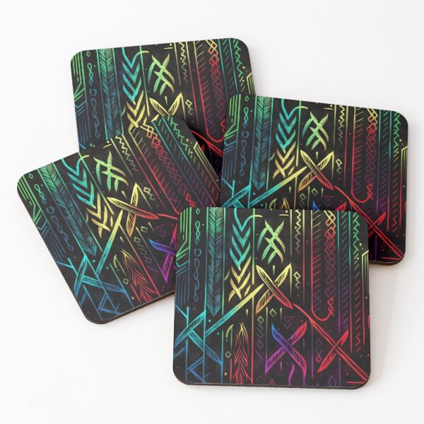 Item preview, Viking Rune Nordic Inspired Pattern with Neon Colors designed and sold by ClairesPatterns.