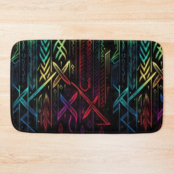 Item preview, Viking Rune Nordic Inspired Pattern with Neon Colors designed and sold by ClairesPatterns.