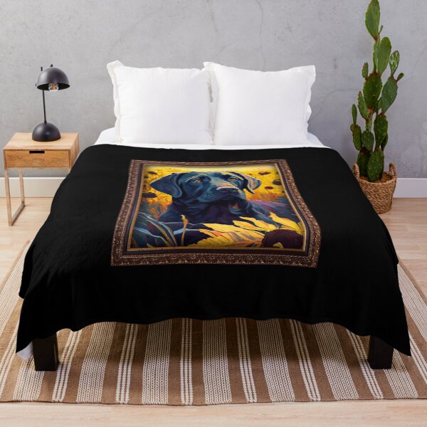 Item preview, Black Labrador Sunflower Painting Adorable Dog designed and sold by rafaeltto.