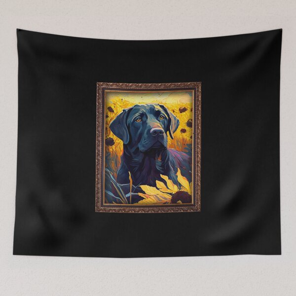 Item preview, Black Labrador Sunflower Painting Adorable Dog designed and sold by rafaeltto.