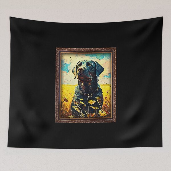 Item preview, Black Labrador Sunflower Painting Adorable Dog designed and sold by rafaeltto.