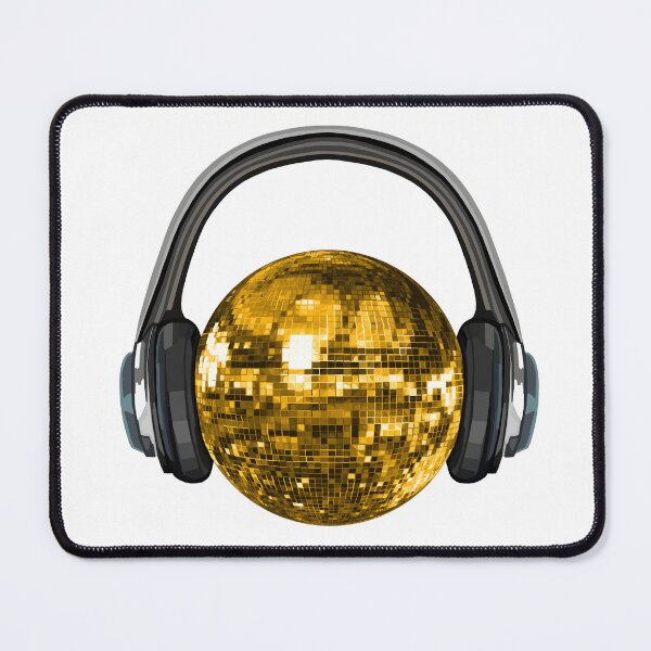 Item preview, Bola de discoteca dorada con auriculares designed and sold by Deborah Camp.