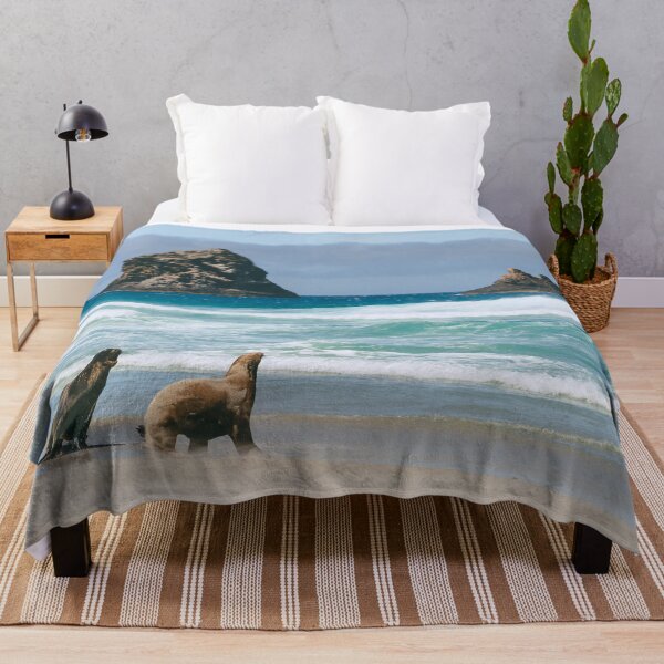 Item preview, Sea Lions and Ocean Waves at Beach in Otago New Zealand designed and sold by SarahRoaming.
