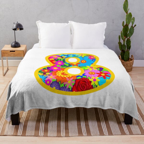 Item preview, Yellow Psychedelic Floral Number 8 | Colorful Birthday Art designed and sold by Vividality.