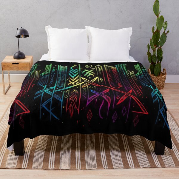 Item preview, Viking Rune Nordic Inspired Pattern with Neon Colors designed and sold by ClairesPatterns.