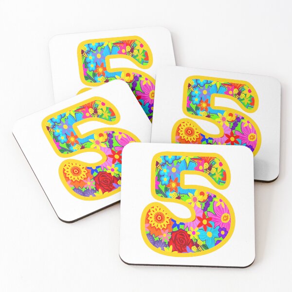 Item preview, Yellow Psychedelic Floral Number 5 | Colorful Birthday Art designed and sold by Vividality.