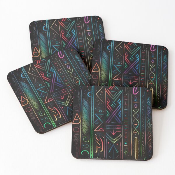 Item preview, Viking Rune Nordic Inspired Pattern with Neon Colors designed and sold by ClairesPatterns.
