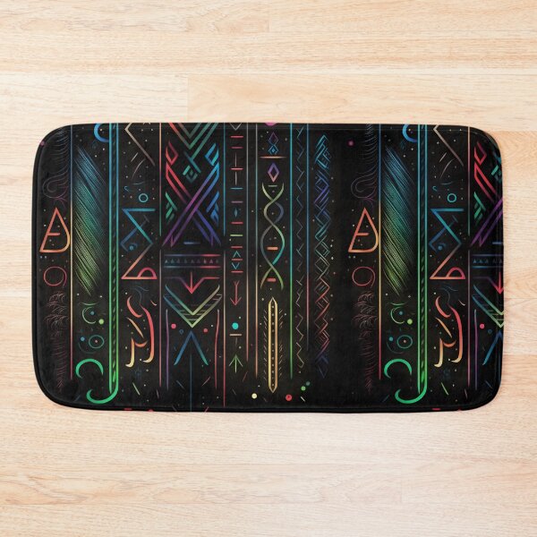 Item preview, Viking Rune Nordic Inspired Pattern with Neon Colors designed and sold by ClairesPatterns.