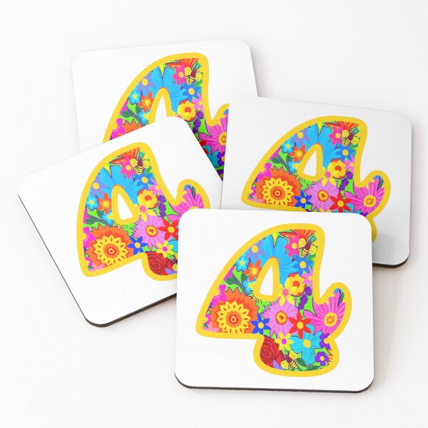 Item preview, Yellow Psychedelic Floral Number 4 | Colorful Birthday Art designed and sold by Vividality.