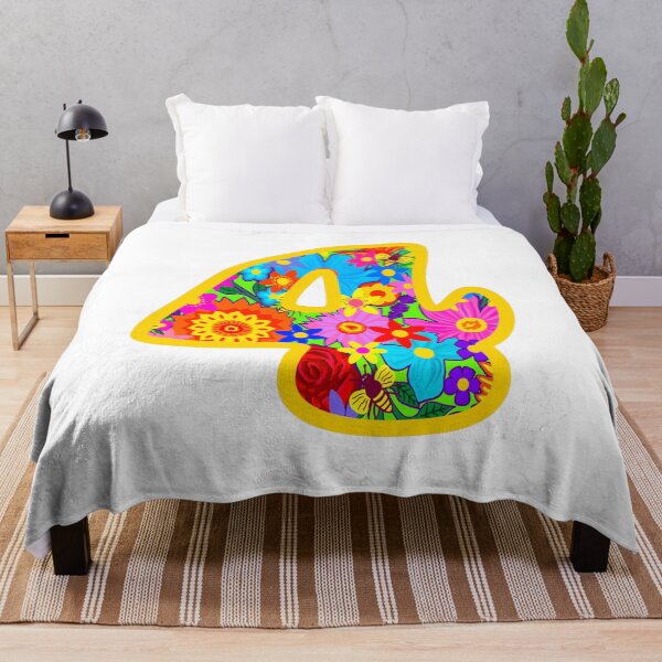 Item preview, Yellow Psychedelic Floral Number 4 | Colorful Birthday Art designed and sold by Vividality.