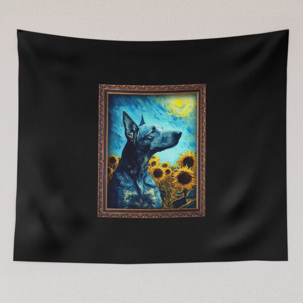 Item preview, Blue Lacy Sunflower Painting Adorable Dog designed and sold by rafaeltto.