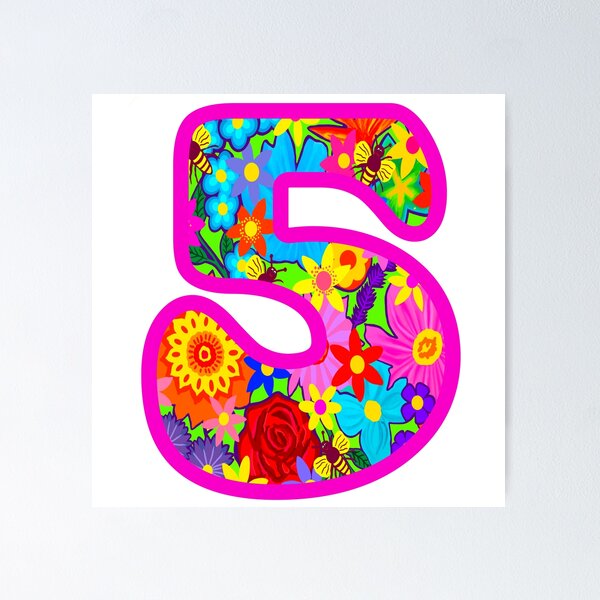 Item preview, Psychedelic Floral Number 5 | Colorful Birthday Art designed and sold by Vividality.