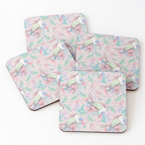 Item preview, Pastel Floral Pink Blue Green Butterflies Birds designed and sold by Jaydee001.